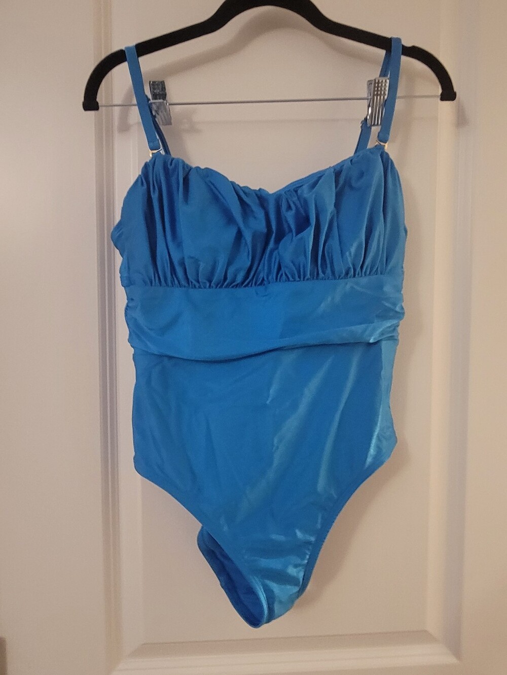 Women's Shiny Blue One-Piece Padded Swimsuit Size: S